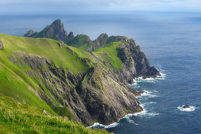 The rugged coast of St Kilda in the Outer Hebrides